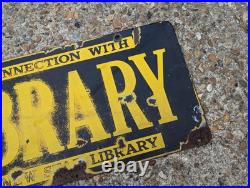 Vintage Library Enamel Sign