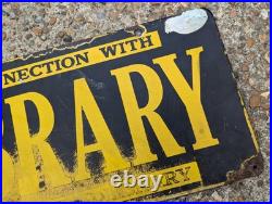 Vintage Library Enamel Sign