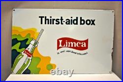 Vintage Limca Thirst Aid Box Porcelain Enamel Soda Advertising Sign Board 16x10