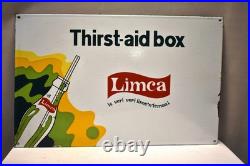 Vintage Limca Thirst Aid Box Porcelain Enamel Soda Advertising Sign Board 16x10