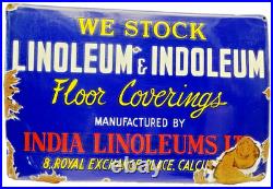 Vintage Linoleum Indoleum Enamel Sign 18x12 Floor Covering Advertising Board Vintage Linoleum Indoleum Enamel Sign 18x12 Floor Covering Advertising Board