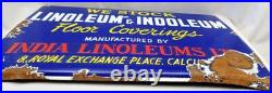 Vintage Linoleum Indoleum Enamel Sign 18x12 Floor Covering Advertising Board Vintage Linoleum Indoleum Enamel Sign 18x12 Floor Covering Advertising Board