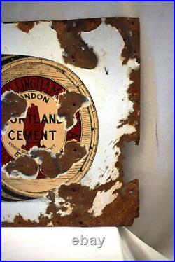 Vintage London Portland Cement England Advertise Sign Porcelain Enamel Gilling2