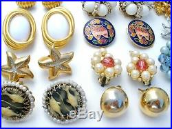 Vintage Lot 24 Pair of Clip on Earrings Rhinestones Signed Givenchy Gemstones