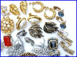 Vintage Lot 30 Pair of Clip on Earrings Rhinestones Signed Castlemark Trifari