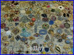 Vintage Lot 310 Brooches Pins 106 Signed Rhinestones Enamels Lucite Free Ship