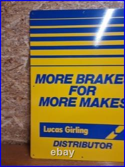 Vintage Lucas Girling Garage Advertising Sign Tin Not Enamel