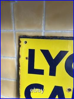Vintage Lyon's Cakes Enamel Yellow Advertising Sign Double sided Original