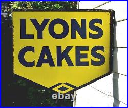 Vintage Lyons Cakes Enamel Double Sided Advertising Sign