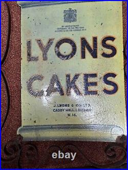 Vintage Lyons Cakes Enamel Shop Sign In Iron Frame Double Sided Advertising