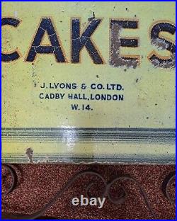 Vintage Lyons Cakes Enamel Shop Sign In Iron Frame Double Sided Advertising