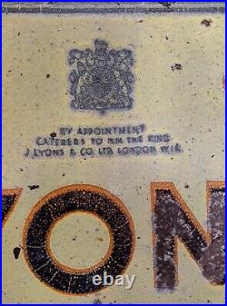 Vintage Lyons Cakes Enamel Shop Sign In Iron Frame Double Sided Advertising