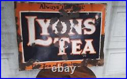 Vintage Lyons Tea Convex Large Enamel Sign