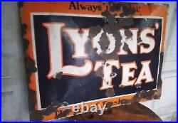 Vintage Lyons Tea Convex Large Enamel Sign