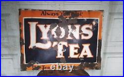 Vintage Lyons Tea Convex Large Enamel Sign