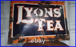 Vintage Lyons Tea Convex Large Enamel Sign
