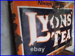 Vintage Lyons Tea Convex Large Enamel Sign