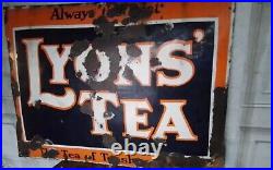 Vintage Lyons Tea Convex Large Enamel Sign