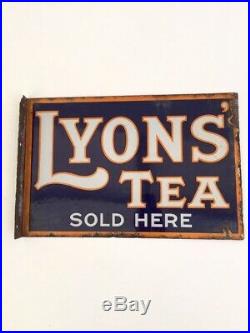 Vintage Lyons Tea Double Sided Enamel Advertising Sign