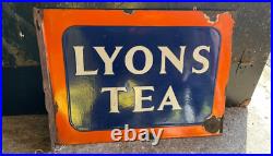 Vintage Lyons tea double sided enamel sign Vintage Lyons tea double sided enamel sign