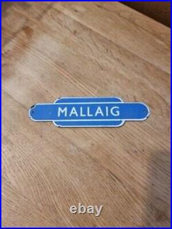 Vintage MALLAIG Scottish Highlands Railway Station Sign Porcelain Enamel 15.3cm