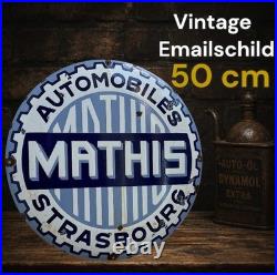 Vintage MATHIS STRASBOURG Enamel Advertising Sign Emaille Plaque
