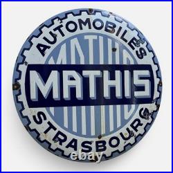 Vintage MATHIS STRASBOURG Enamel Advertising Sign Emaille Plaque