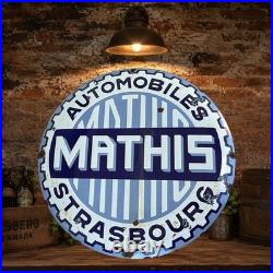 Vintage MATHIS STRASBOURG Enamel Advertising Sign Emaille Plaque