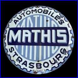 Vintage MATHIS STRASBOURG Enamel Advertising Sign Emaille Plaque