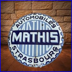 Vintage MATHIS STRASBOURG Enamel Advertising Sign Emaille Plaque