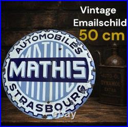 Vintage MATHIS STRASBOURG Enamel Advertising Sign Emaille Plaque