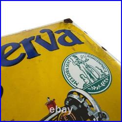 Vintage MINERVA Sewing Machine Enamel Advertisement Sign Plaque