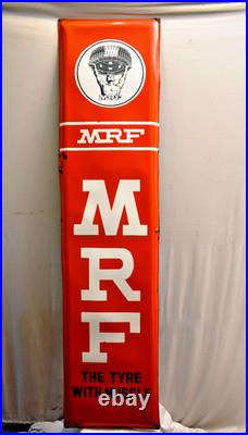 Vintage MRF Tyre Muscleman Porcelain Enamel Advertising Garage Sign 72x18 OldR2
