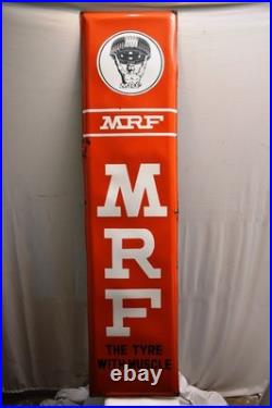 Vintage MRF Tyre Muscleman Porcelain Enamel Advertising Garage Sign 72x18 OldR2