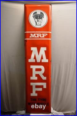 Vintage MRF Tyre Muscleman Porcelain Enamel Advertising Garage Sign 72x18 OldR2