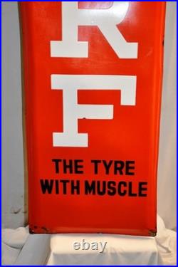 Vintage MRF Tyre Muscleman Porcelain Enamel Advertising Garage Sign 72x18 OldR2