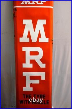 Vintage MRF Tyre Muscleman Porcelain Enamel Advertising Garage Sign 72x18 OldR2