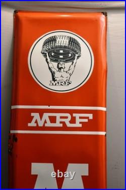 Vintage MRF Tyre Muscleman Porcelain Enamel Advertising Garage Sign 72x18 OldR2
