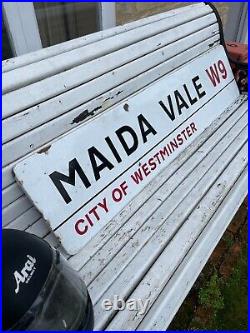 Vintage Maida Vale Westminster Original Enamel Road Sign London W9