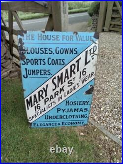 Vintage Mary Smart Enamel Sign(Bristol Park Street)Clothing Retailer Original
