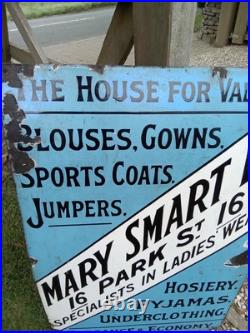 Vintage Mary Smart Enamel Sign(Bristol Park Street)Clothing Retailer Original
