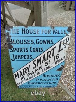 Vintage Mary Smart Enamel Sign(Bristol Park Street)Clothing Retailer Original