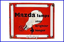 Vintage Mazda Lamps Tube light Sign Board Porcelain Enamel Advertise 16 X 12 -2