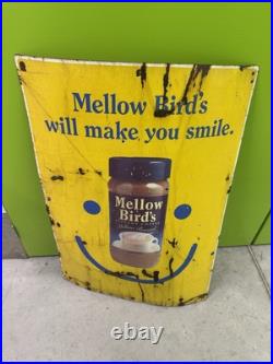 Vintage Mellow Birds Enamel Sign On Tin