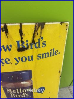 Vintage Mellow Birds Enamel Sign On Tin