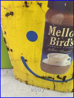 Vintage Mellow Birds Enamel Sign On Tin