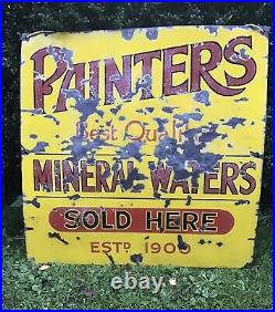 Vintage Metal Enamel Sign. Painters Best Mineral Water
