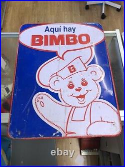 Vintage Metal Shop Advertising Sign 80s Vintage Bimbo Gansito Enamel