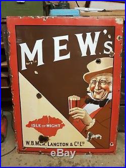 Vintage Mew Langton Brewery Enamel Sign Pictorial Advertising Breweriana Salvage