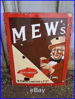 Vintage Mew Langton Brewery Enamel Sign Pictorial Advertising Breweriana Salvage